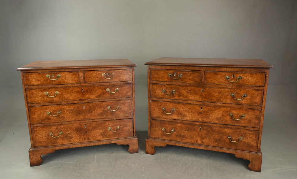 Antique pair of Georgian walnut chest of drawers 