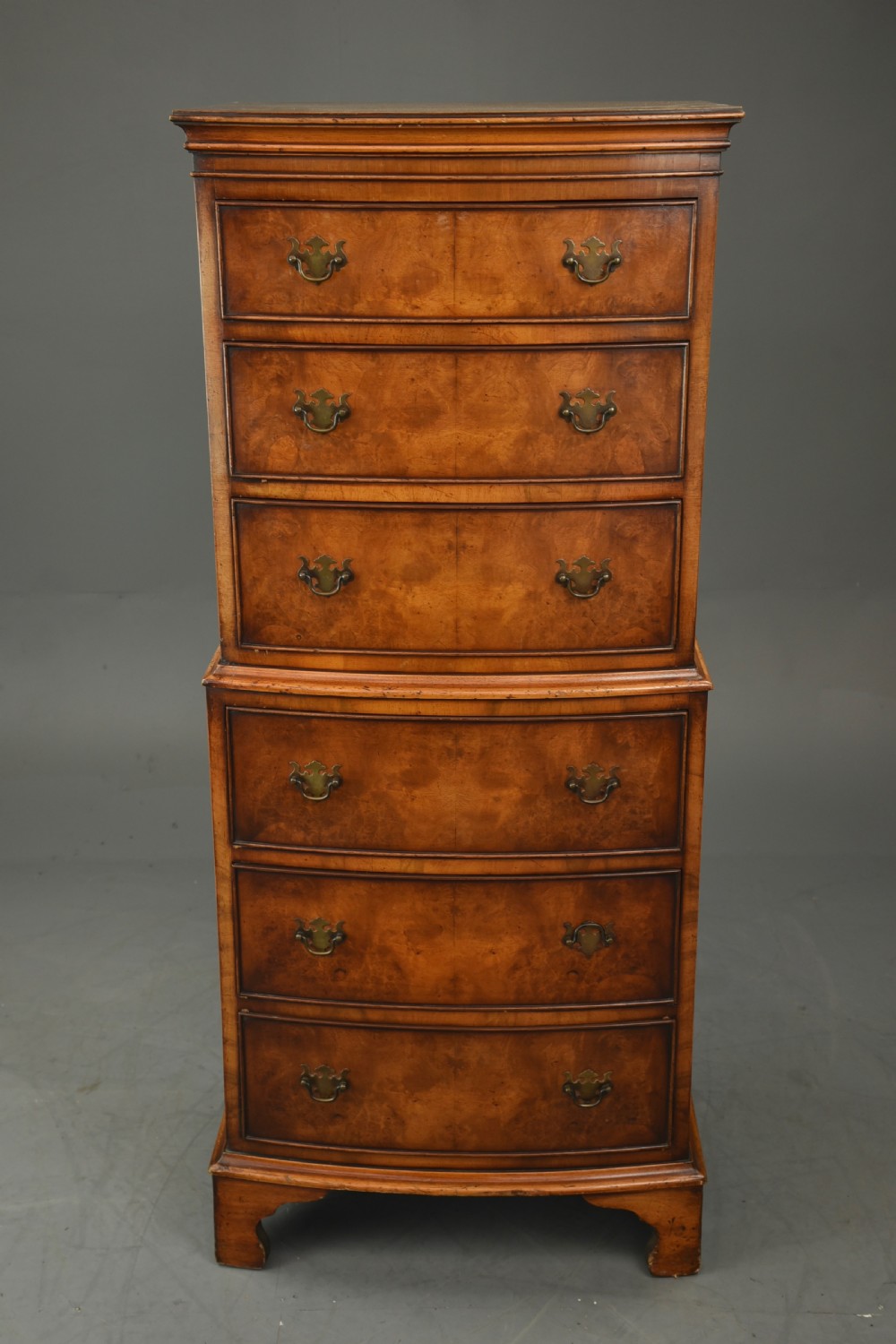 walnut bow front walnut chest of drawers tall boy 