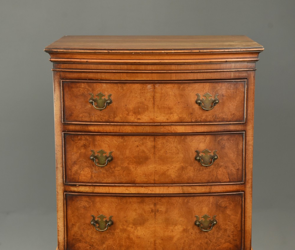 walnut bow front walnut chest of drawers tall boy  View IV