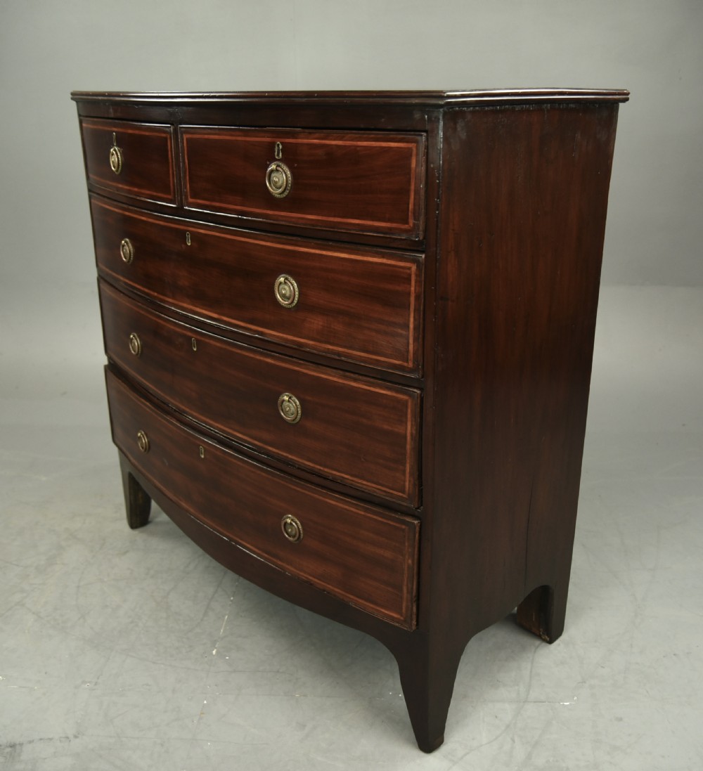 Georgian mahogany bow front chest of drawers  View II