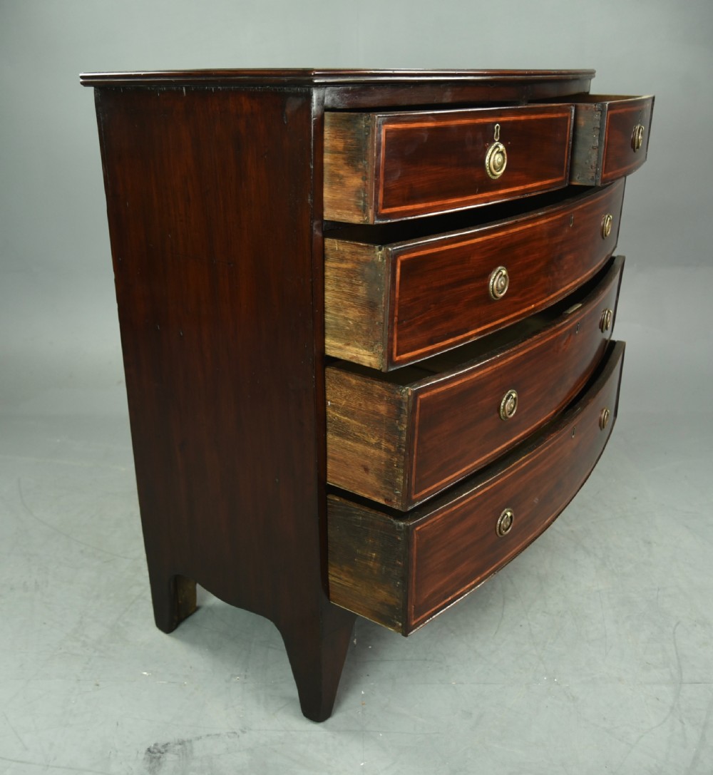 Georgian mahogany bow front chest of drawers  View V