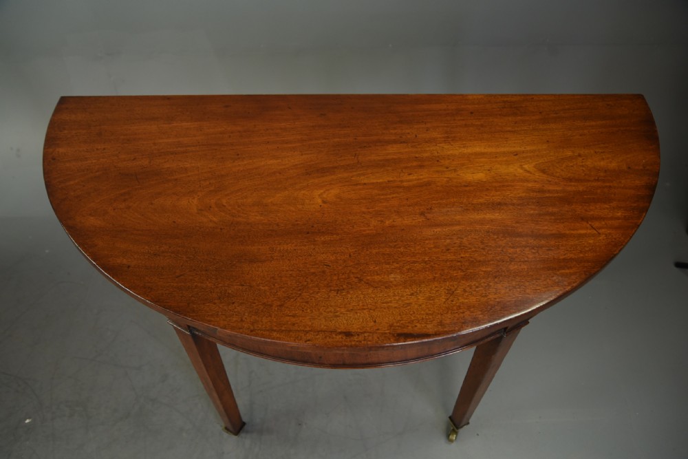 pair of Georgian mahogany demi lune console tables  View IV