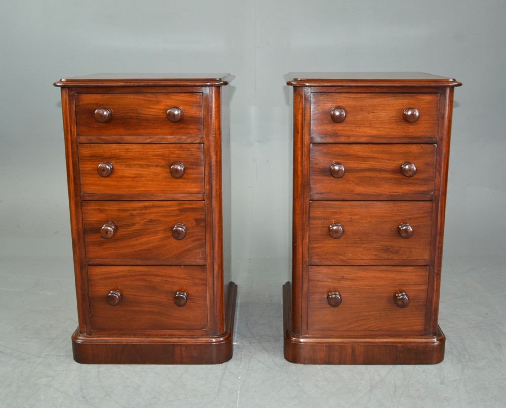 Pair of Victorian mahogany bedside chests  View II