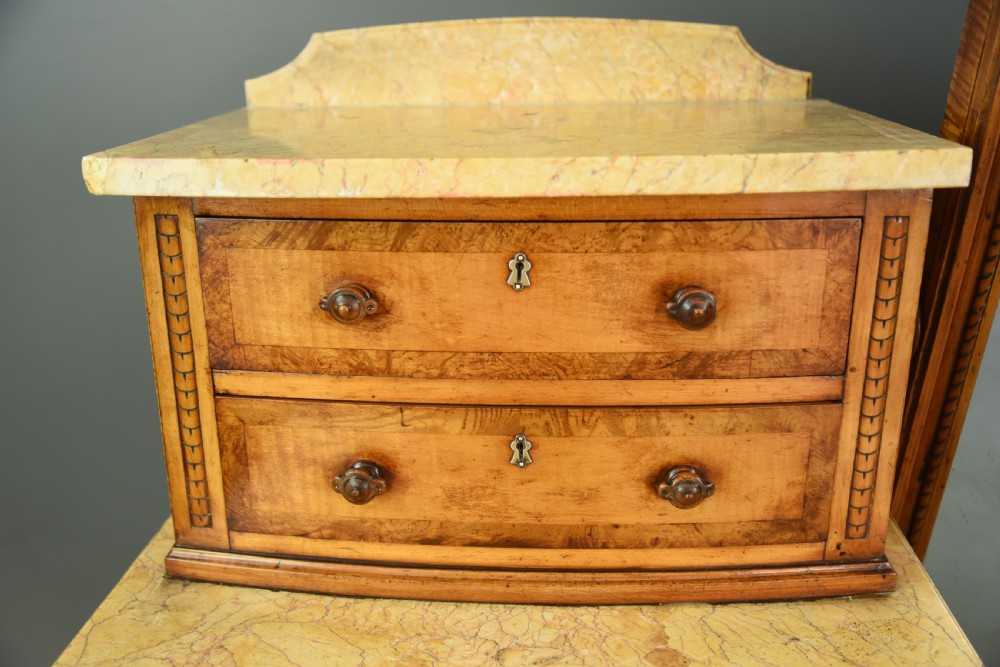 Victorian satinwood pedestal dressing table and matching ottoman stool View VII