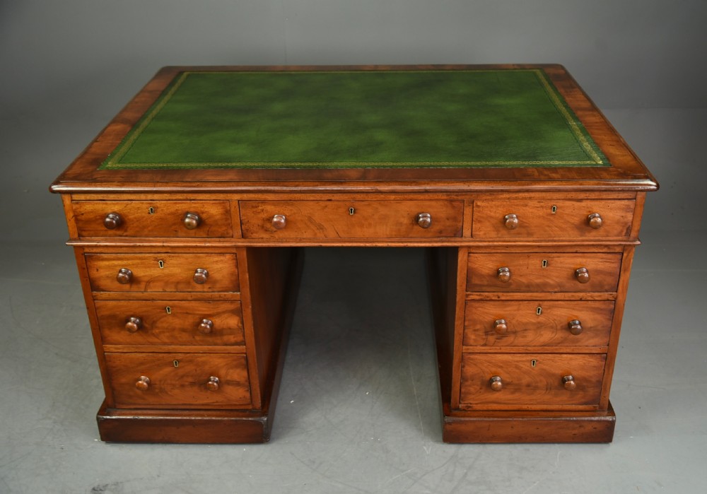 Antique Victorian mahogany partners desk  View II