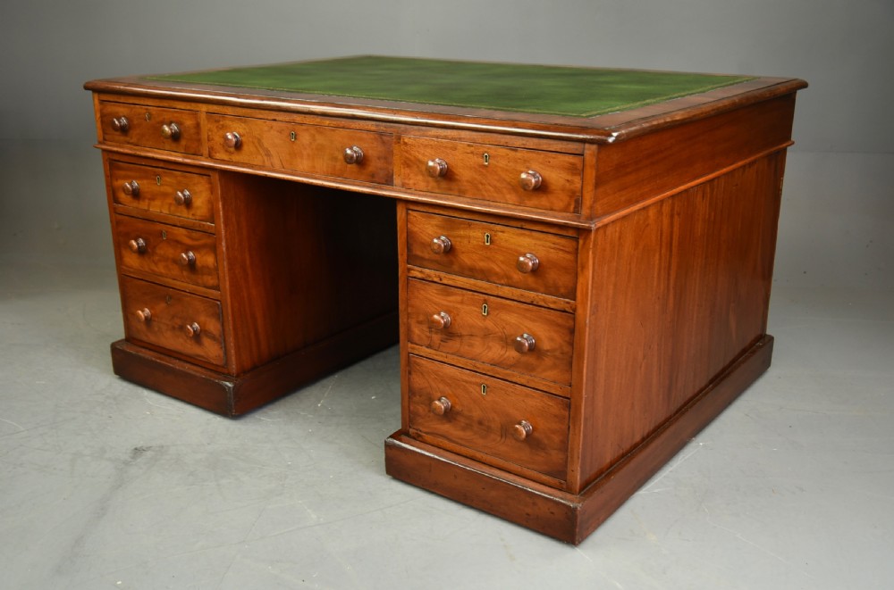 Antique Victorian mahogany partners desk  View III