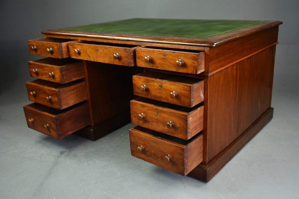 Antique Victorian mahogany partners desk  View IV
