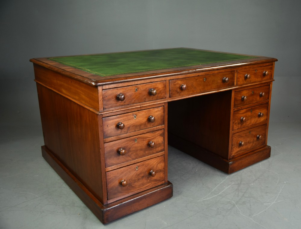 Antique Victorian mahogany partners desk  View V