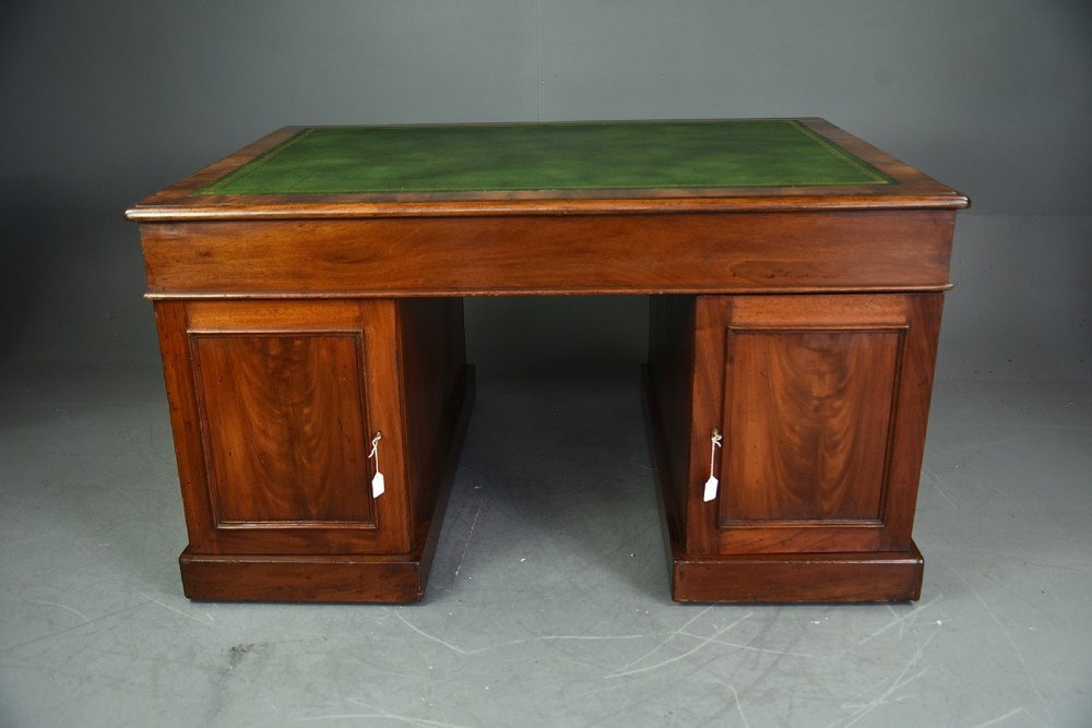Antique Victorian mahogany partners desk  View VI