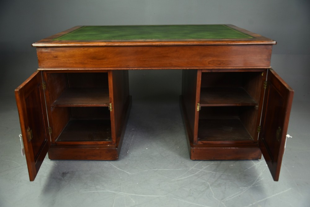 Antique Victorian mahogany partners desk  View VII