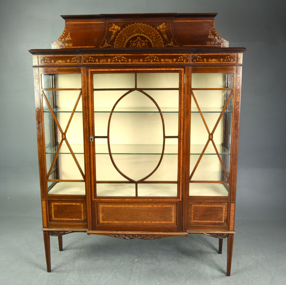 Edwardian inlaid display cabinet 