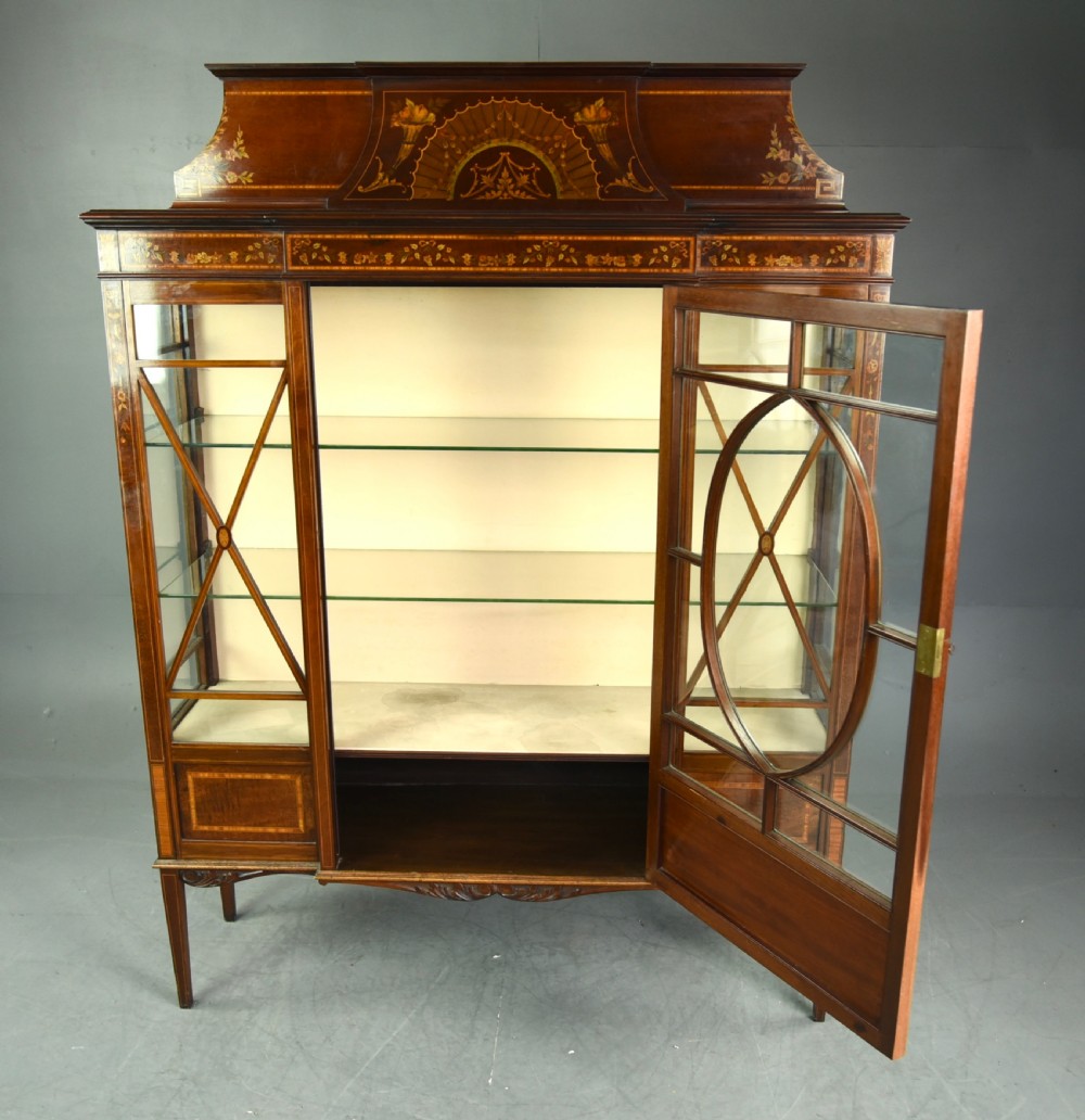 Edwardian inlaid display cabinet  View II