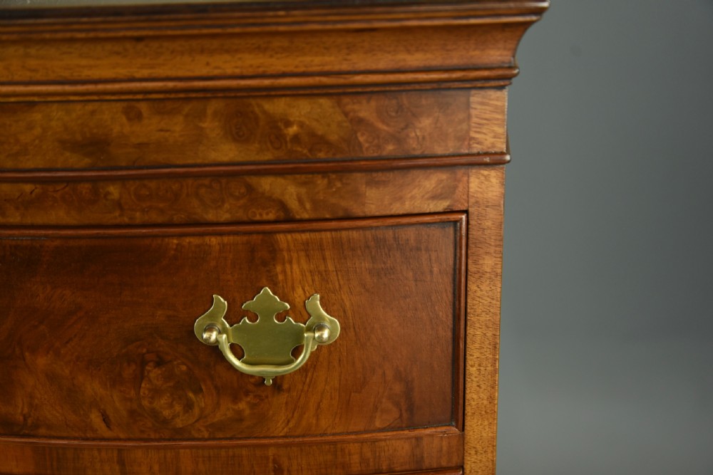 Georgian style walnut bow front chest of drawers tallboy  View V