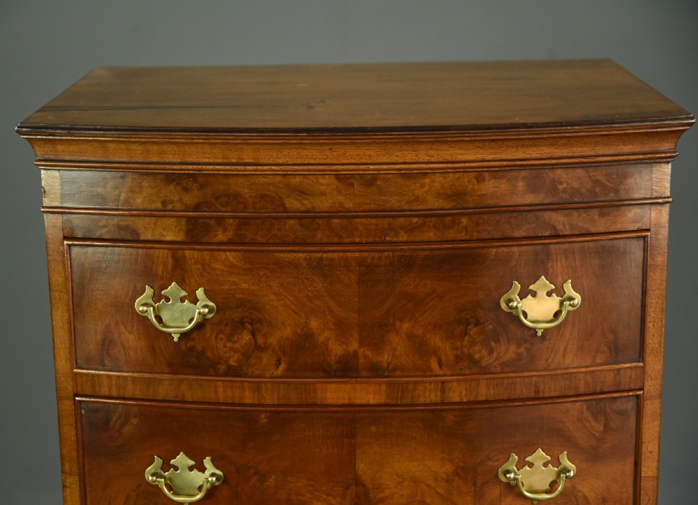 Georgian style walnut bow front chest of drawers tallboy  View VI