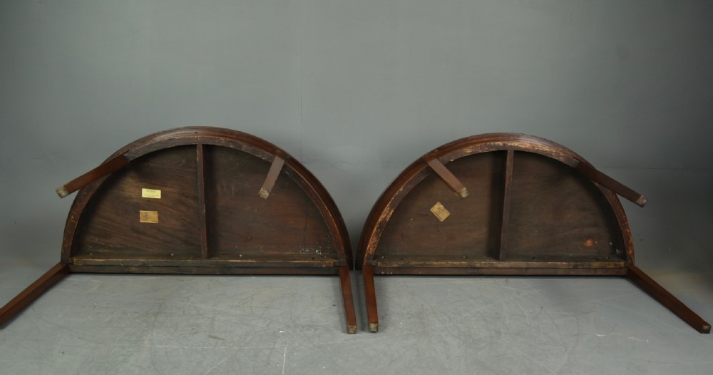 fine pair of Georgian mahogany demi lune console tables  View VI