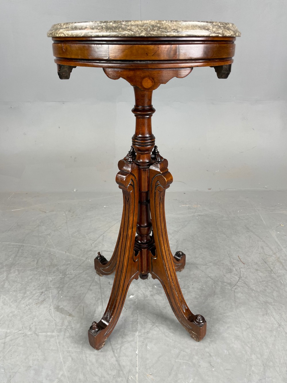 19th century Gothic style marble top occasional lamp table 