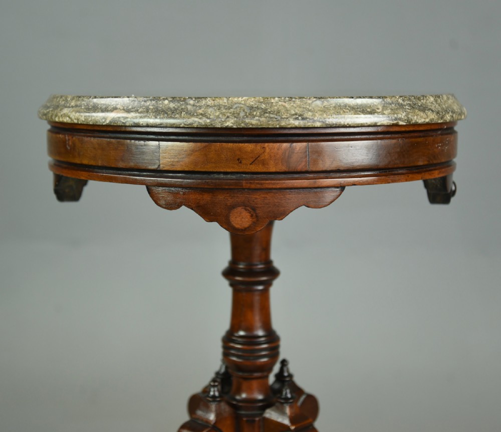 19th century Gothic style marble top occasional lamp table  View III