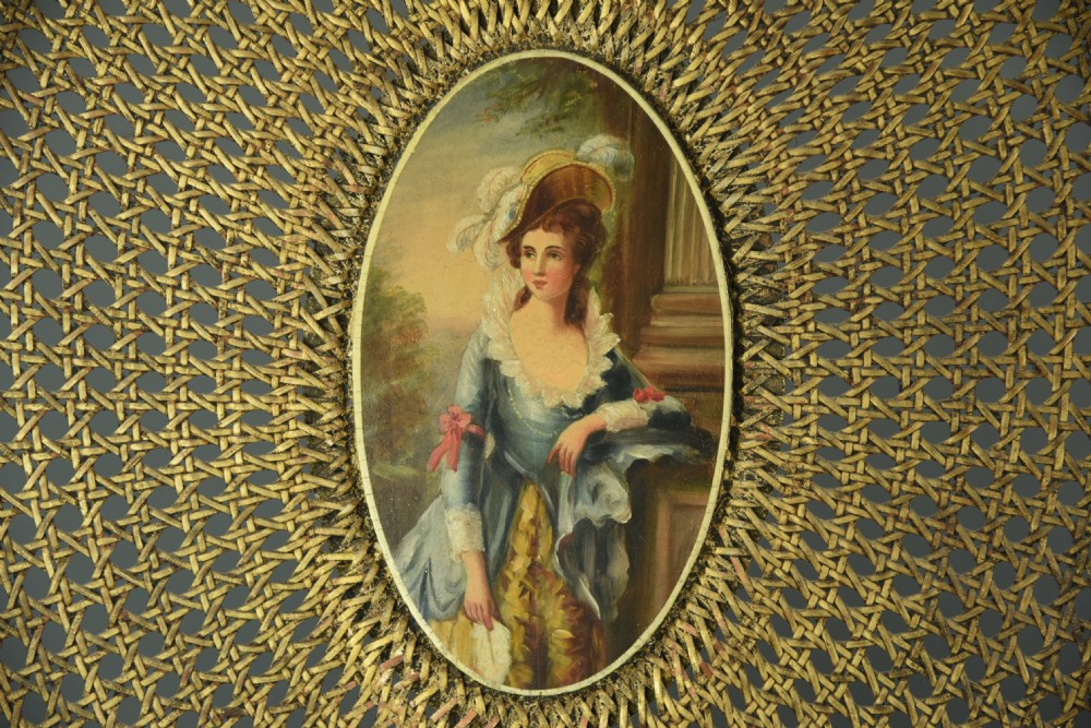French painted three fold boudoir screen  View III