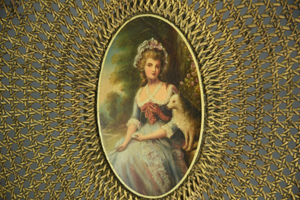 French painted three fold boudoir screen  View IV