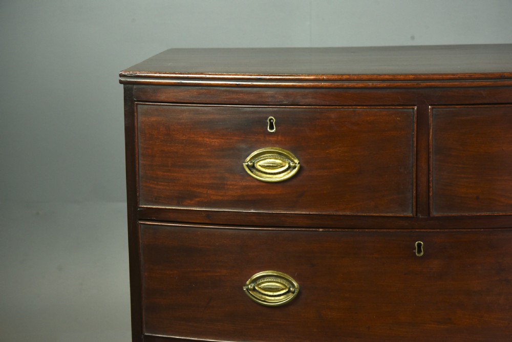 Small Georgian mahogany bow front chest of drawers  View V