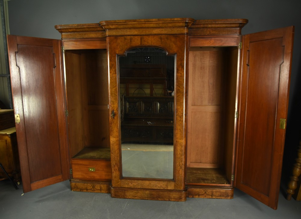Victorian walnut breakfront triple wardrobe  View IV