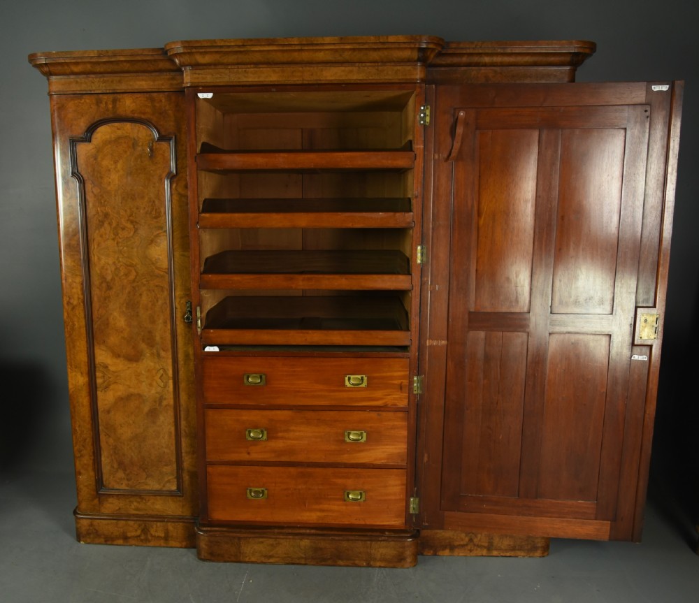 Victorian walnut breakfront triple wardrobe  View V