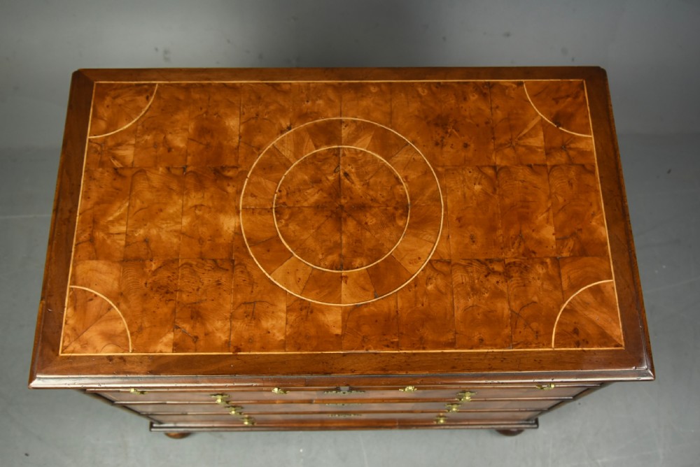 18th century oyster and walnut chest of drawers  View V