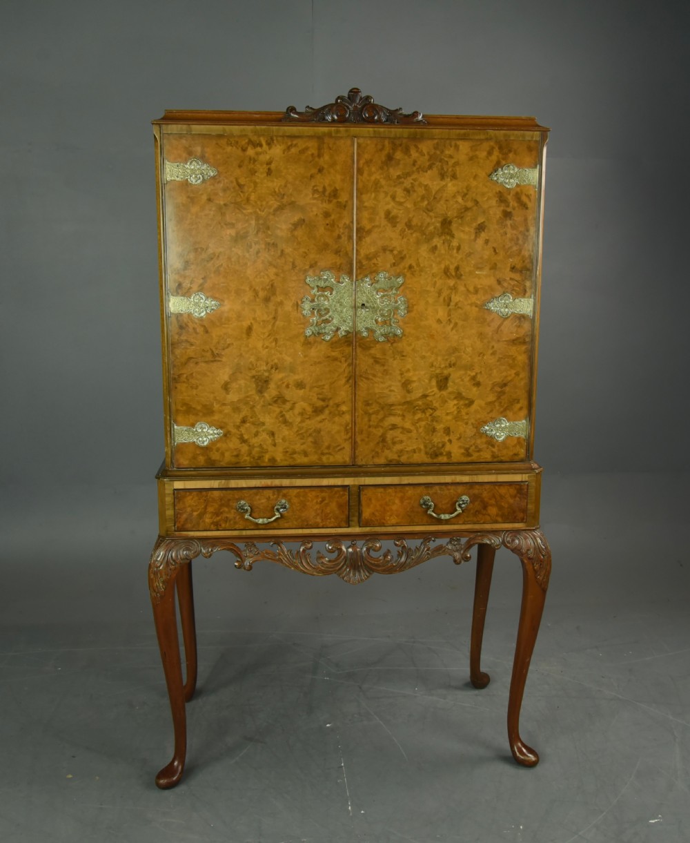 Burr walnut cocktail cabinet 