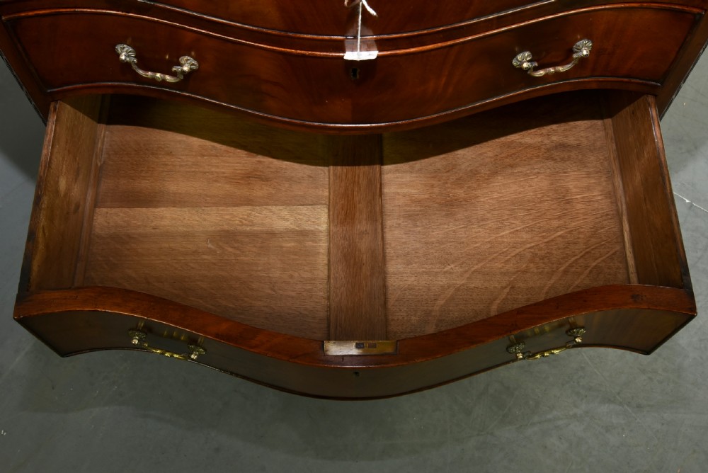 19th century small serpentine mahogany bachelors chest  View X