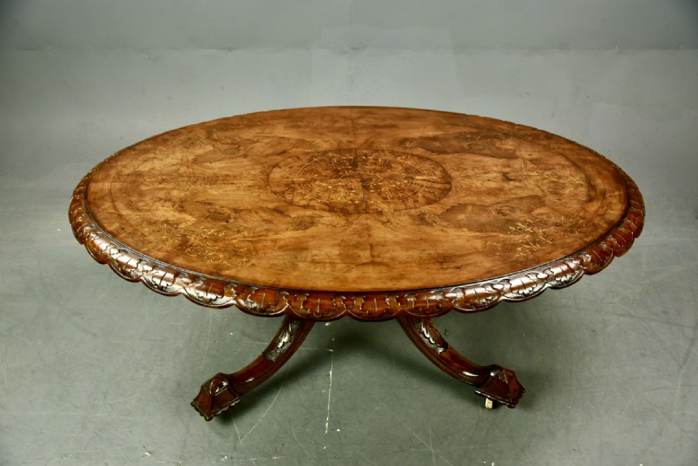 Victorian burr walnut coffee table 