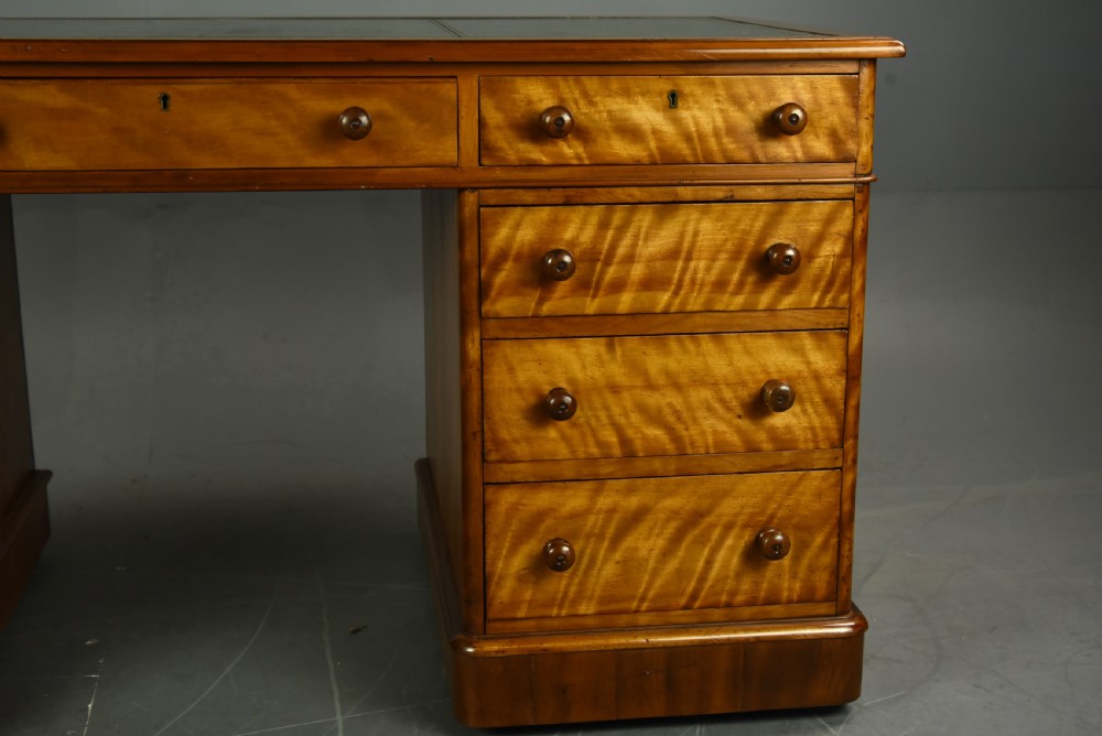 Victorian satinwood pedestal desk  View III