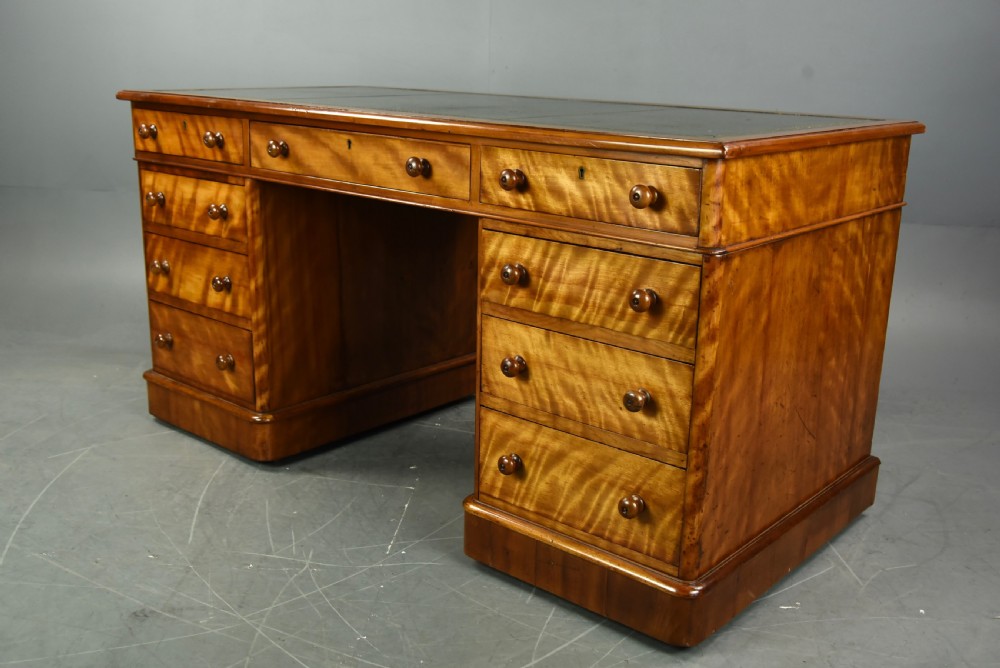 Victorian satinwood pedestal desk  View IV