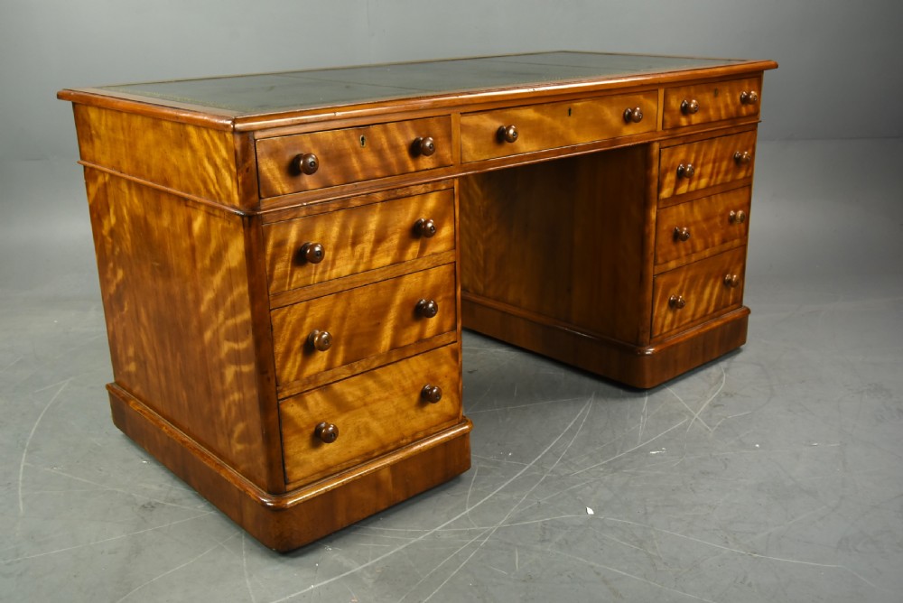 Victorian satinwood pedestal desk  View V