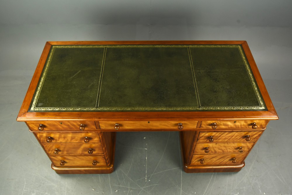 Victorian satinwood pedestal desk  View VI