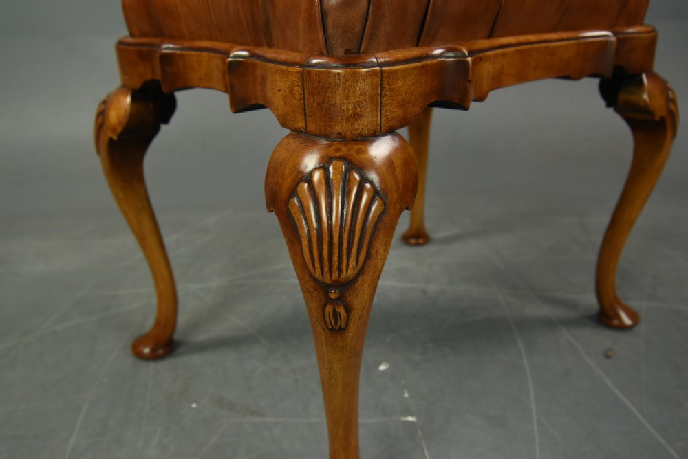 Queen Anne style walnut leather stool  View IV
