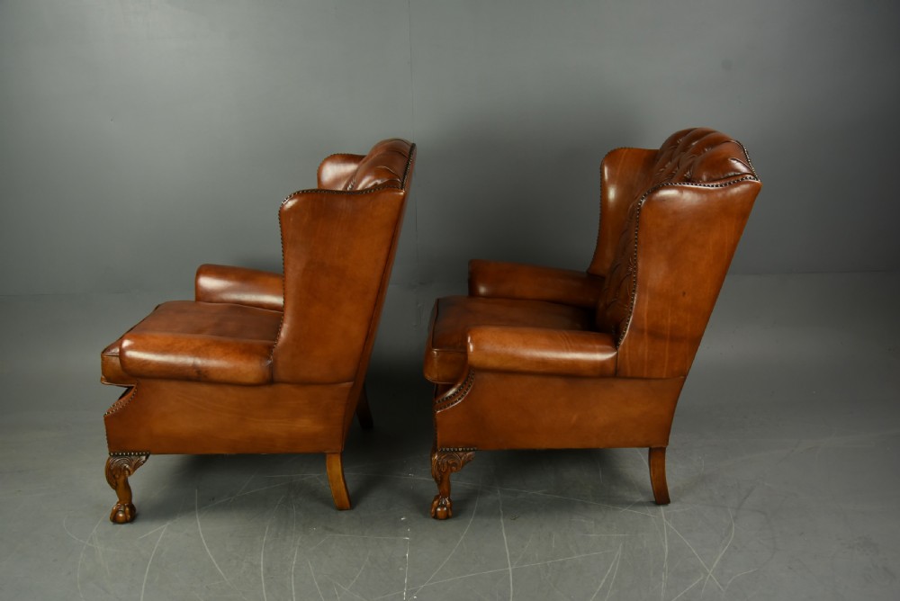 Pair of leather wing chairs  View IV