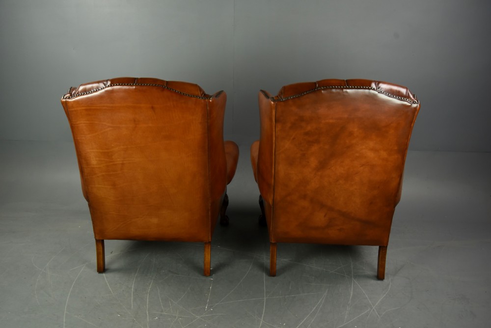 Pair of leather wing chairs  View V
