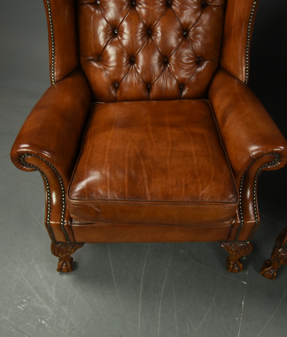 Pair of leather wing chairs  View VIII