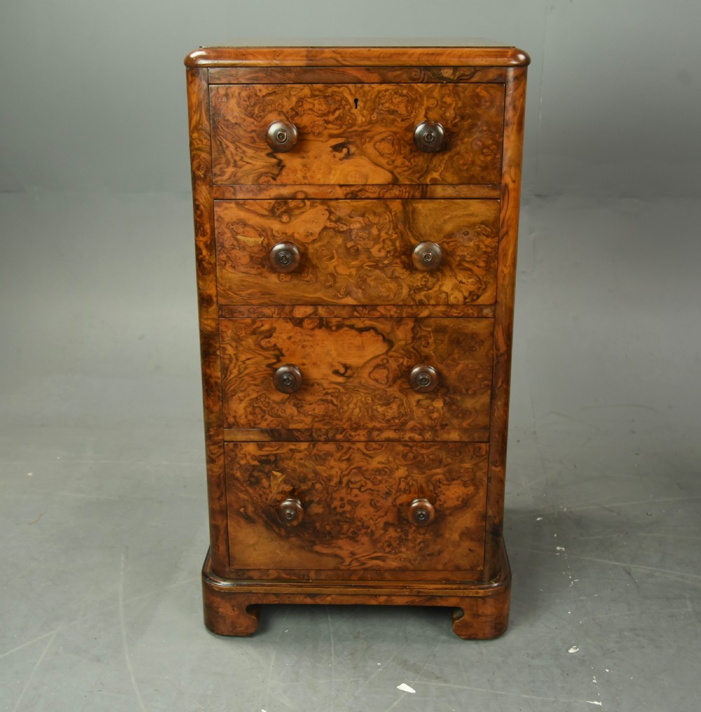 Pair of Victorian burr walnut bedside chests of drawers  View VI