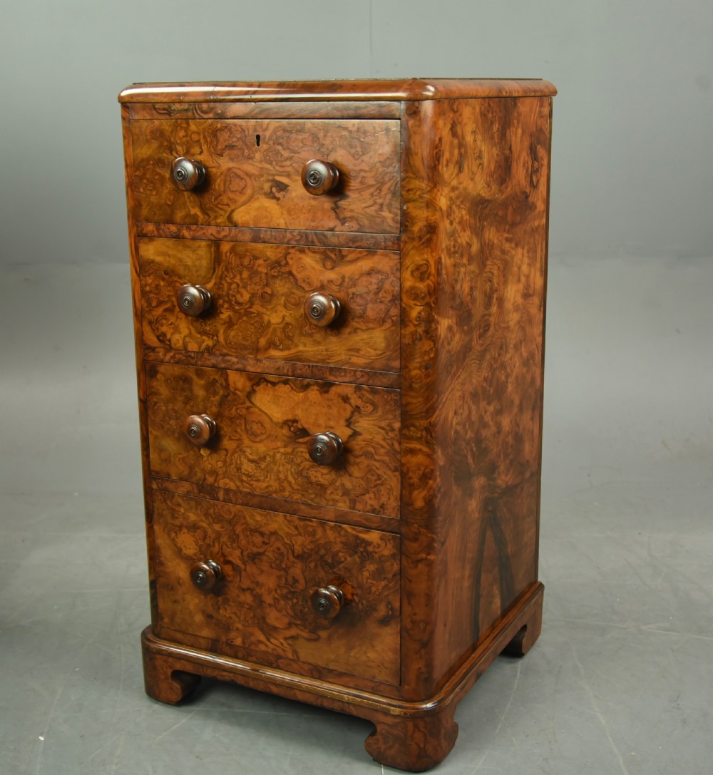 Pair of Victorian burr walnut bedside chests of drawers  View VIII