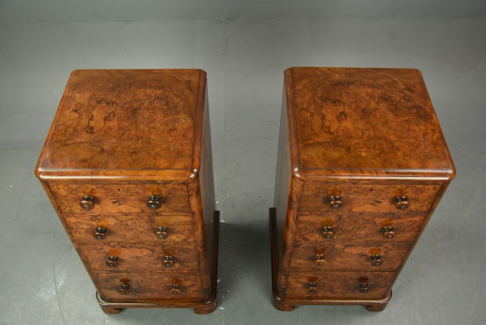 Pair of Victorian burr walnut bedside chests of drawers  View IX
