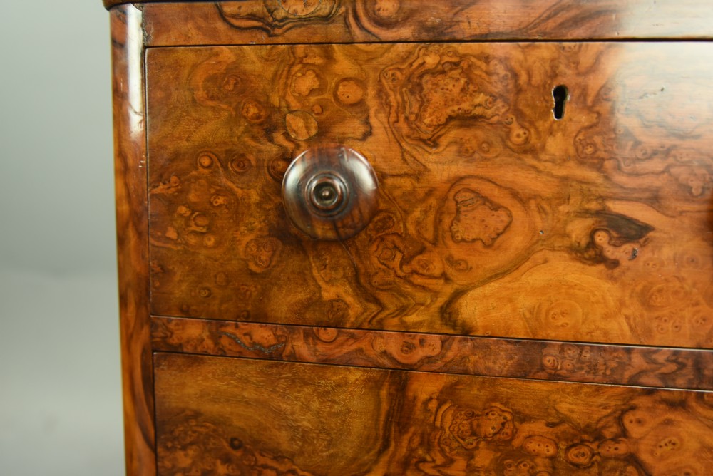 Pair of Victorian burr walnut bedside chests of drawers  View X