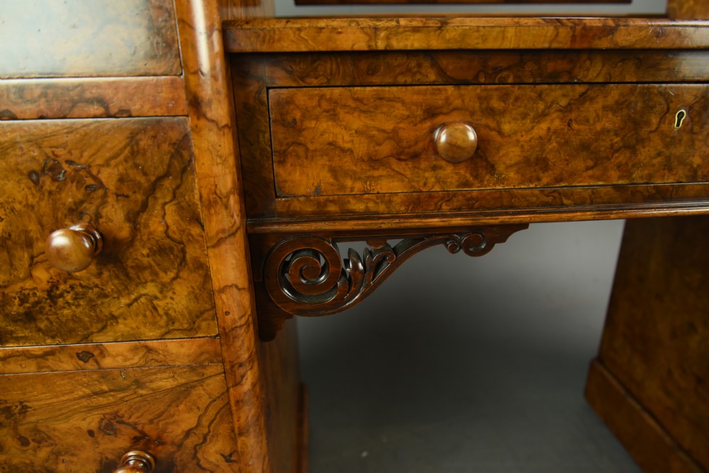 Victorian burr walnut pedestal dressing table by Heals & son London  View VII