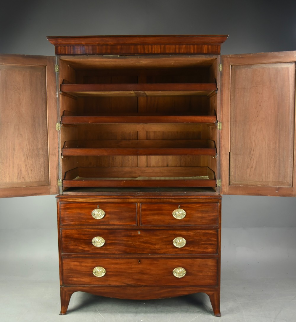 Georgian mahogany linen press  View III