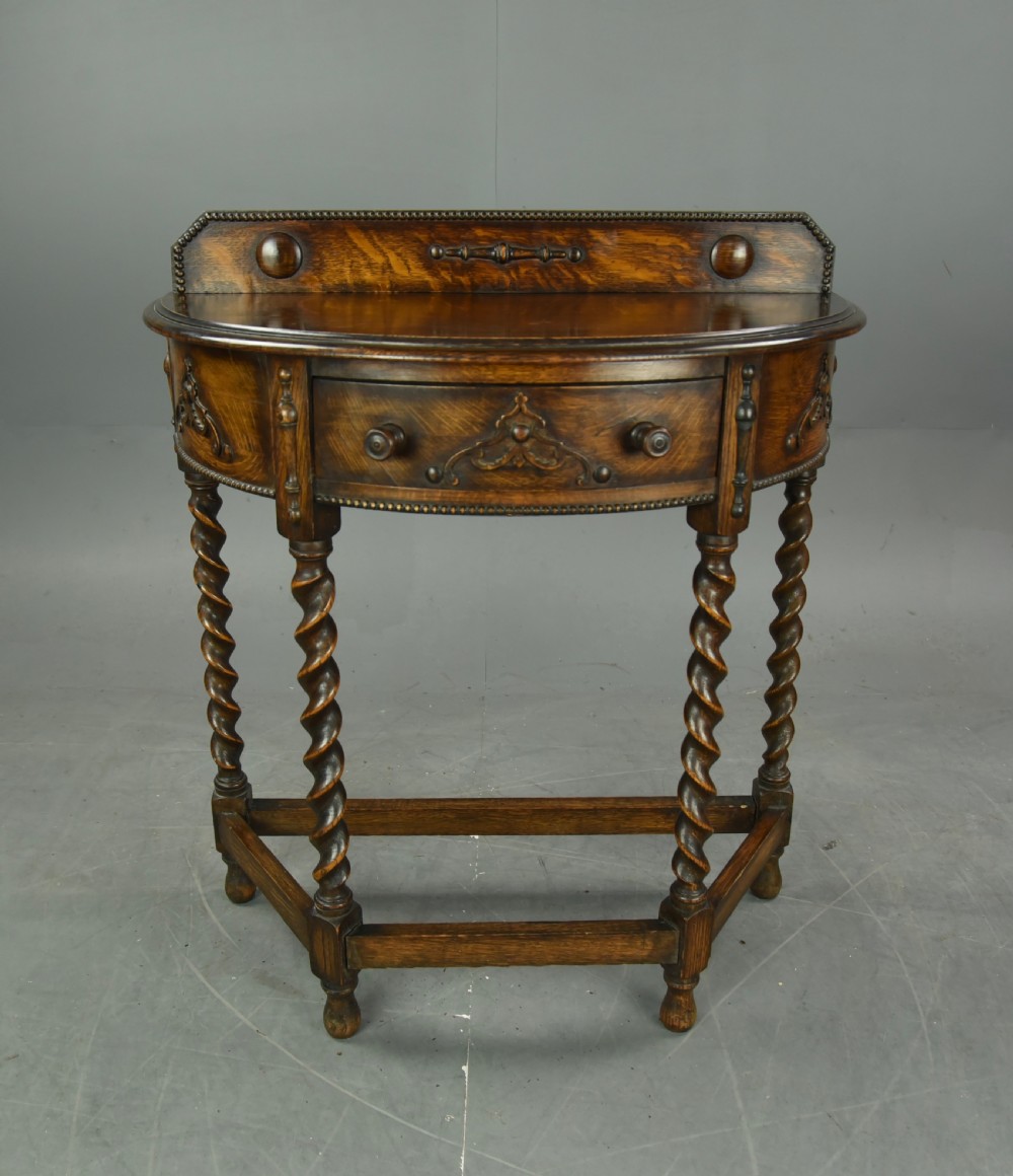 Edwardian oak Demi lune hall table 