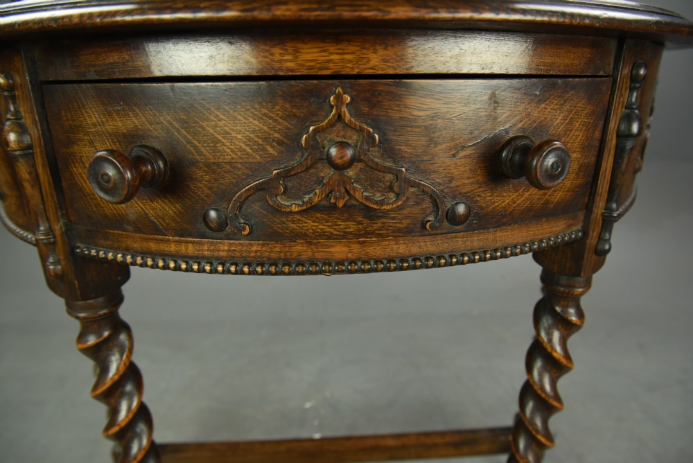 Edwardian oak Demi lune hall table  View III