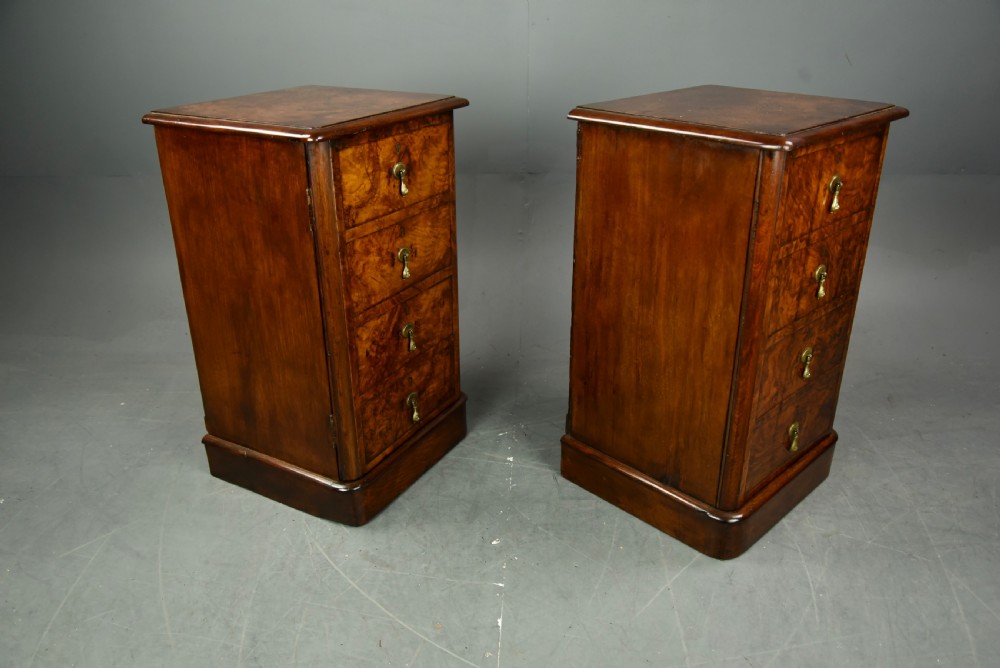 Pair of Victorian burr walnut bedside cabinets  View IV