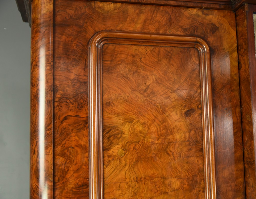 Victorian Burr walnut breakfront compactum triple wardrobe  View VI