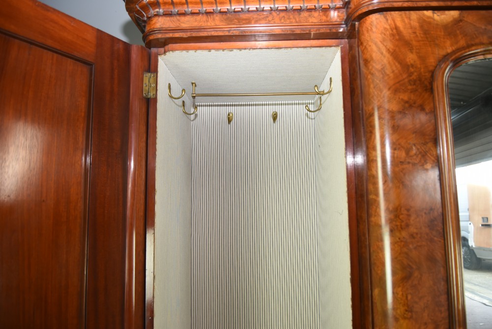 Victorian Burr walnut breakfront compactum triple wardrobe  View VIII