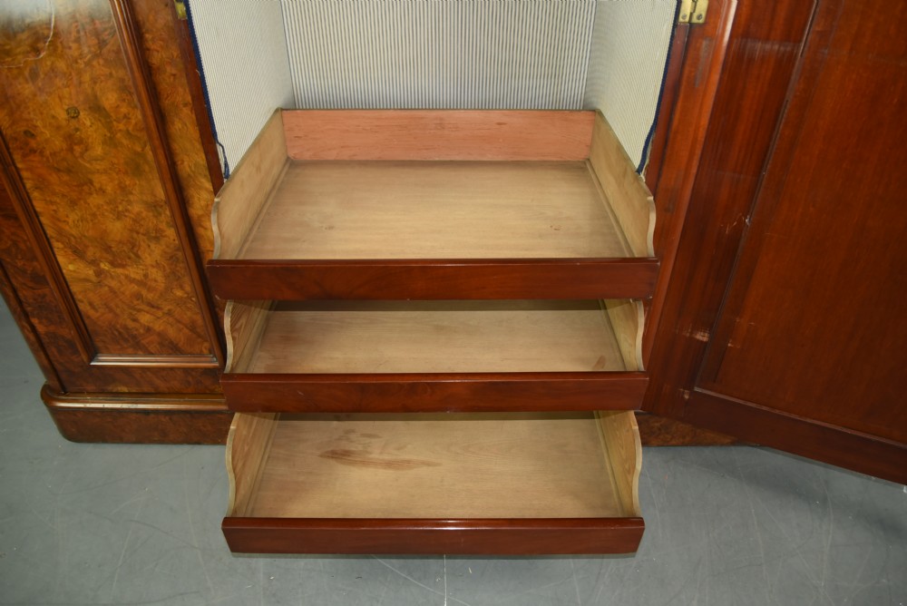 Victorian Burr walnut breakfront compactum triple wardrobe  View X